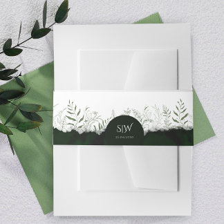 Botanical Greenery Leafy Wedding Belly Band Invitation Belly Band