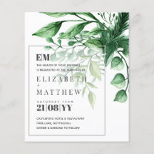 Botanical Greenery Leafy Wedding Invitation Budget