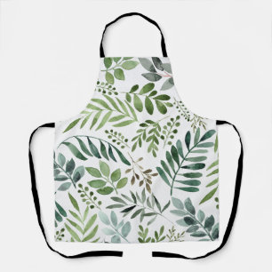 Botanical Greenery Leaves Watercolor  Apron