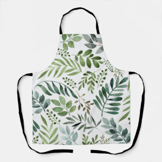 Botanical Greenery Leaves Watercolor  Apron