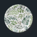 Botanical Greenery Leaves Watercolor Paper Plate<br><div class="desc">Rustic Watercolor greenery leaves pattern</div>