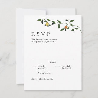 Botanical Greenery, Lemons, and Marigolds RSVP Card