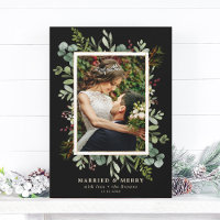 Botanical Greenery Married and Merry Photo