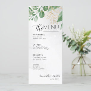 Botanical Greenery Minimal Script Wedding Menu