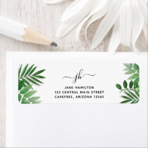 Botanical Greenery Monogram Return Address Label