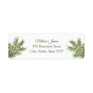Botanical Greenery Rosemary Wedding Return Address Label