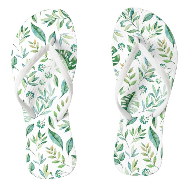 Botanical Greenery Rustic Pattern Thongs (Footbed)