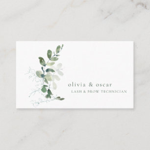 Botanical Greenery Sage Lash Brow Technician Business Card