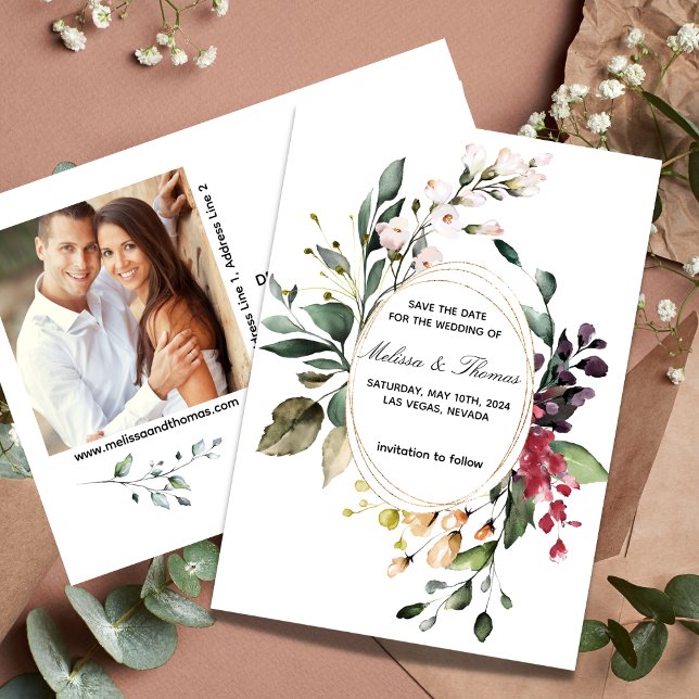 Botanical Greenery Save The Date Wedding Cards (Creator Uploaded)