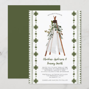 Botanical Greenery Tribal Boho Teepee Invitation