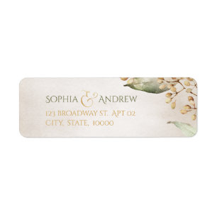 Botanical greenery vintage rustic return address label