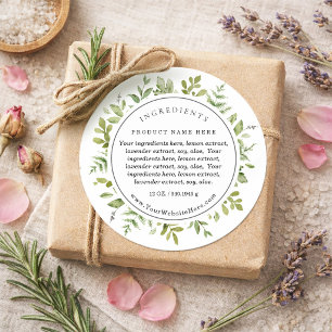 Botanical Greenery Watercolor Product Label