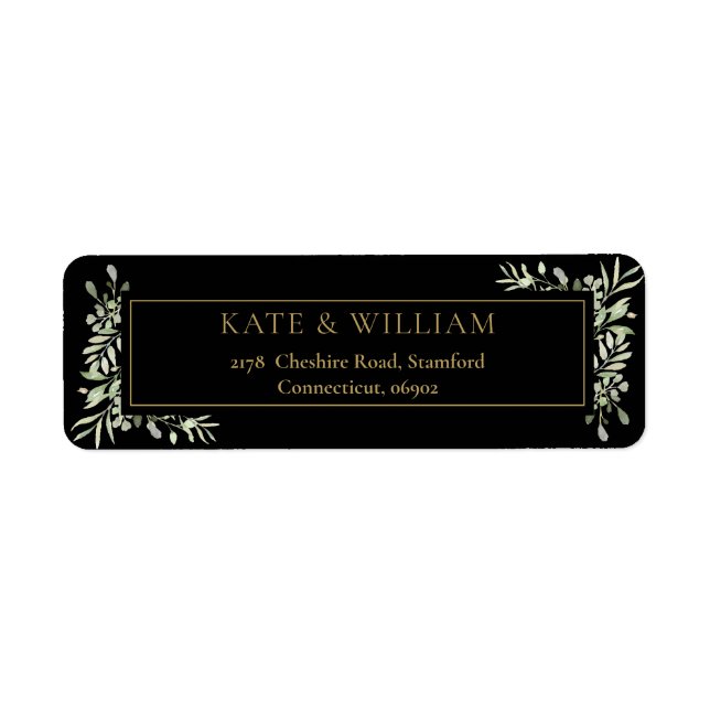 Botanical Greenery Watercolour Foliage Address Return Address Label (Front)