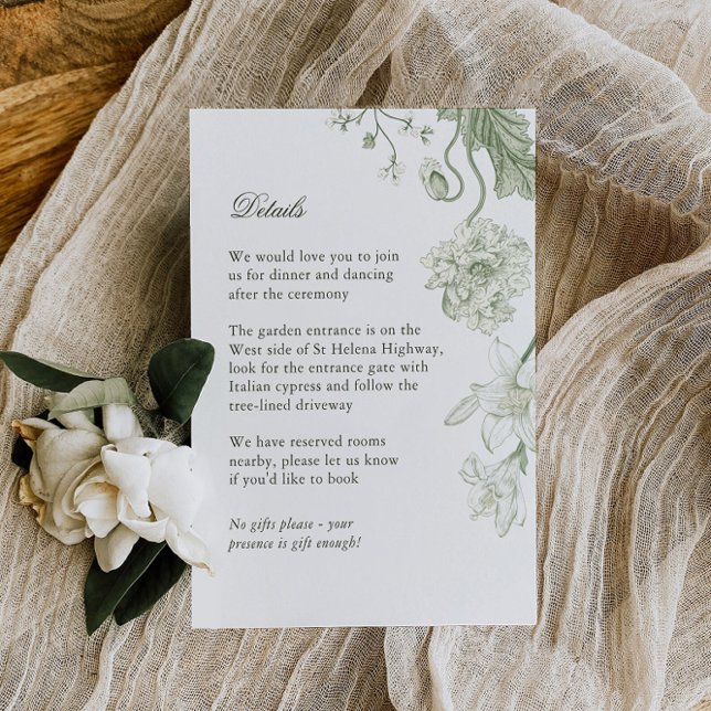 Botanical Greenery Wedding Details Card – Vintage  (Creator Uploaded)