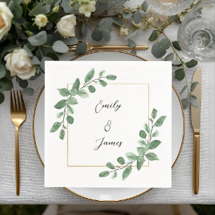 Botanical Greenery Wedding Paper Napkins
