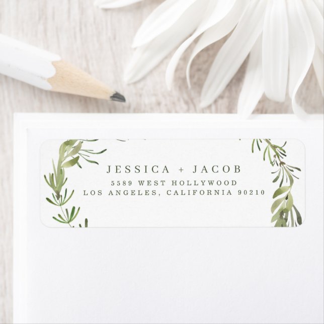 Botanical Greenery Wedding Return Address Label (Insitu)