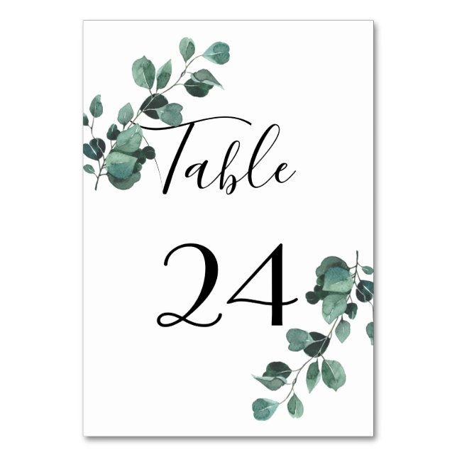 Botanical Greenery Wedding  Table Number (Back)