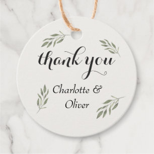 Botanical Greenery Wedding Thank You Favour Tag Se