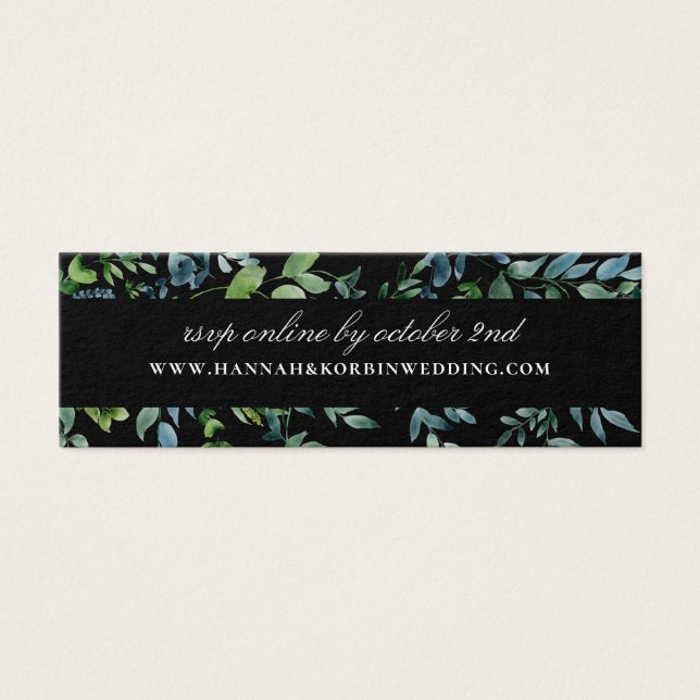 Botanical Greenery Wedding Website Black RSVP (Front)