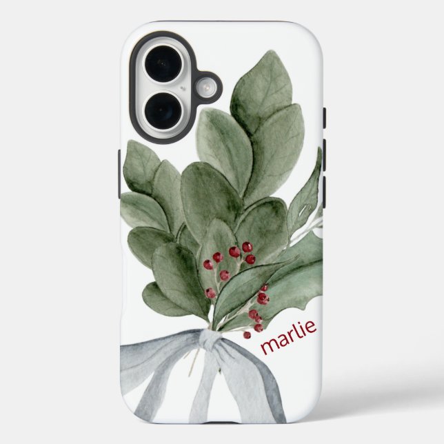 Botanical Greenery With Berries Personalised Case-Mate iPhone Case (Back)
