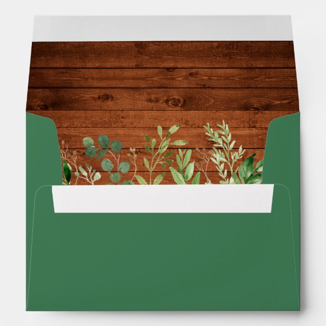 Botanical Greenery Wood Eucalyptus Wedding Envelope (Back (Bottom))