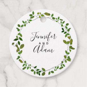 Botanical Greenery Wreath Wedding Favour Tags