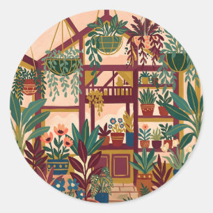 Botanical Greenhouse Round Stickers