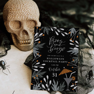 Botanical Halloween Cocktail Party Invitation Card