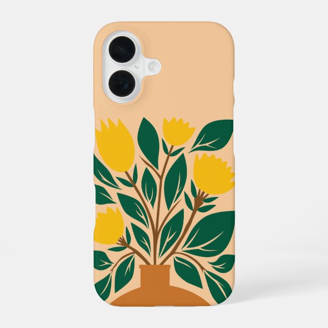 Botanical Hand drawing Floral Pot iPhone 16 Case (Back)