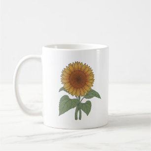 Botanical Hand-Drawn Sunflower Illustration Coffee Mug