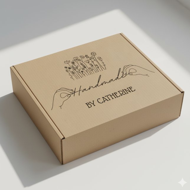 Botanical Handmade by (custom name), Big Large  Rubber Stamp (Creator Uploaded)