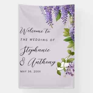 Botanical Hanging Purple Wisteria Wedding Banner