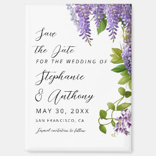 Botanical Hanging Purple Wisteria Wedding Magnet