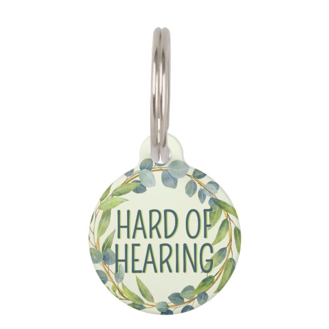 Botanical Hard of Hearing Green Deafness Pet Tag (Front)