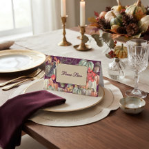 Botanical Harvest Plum Autumn Place Card