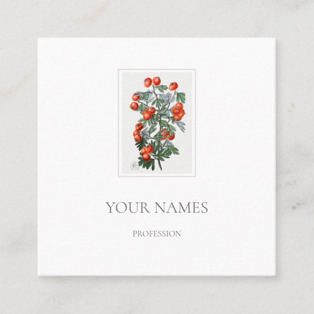 BOTANICAL "HAWTHORN" WHITE BUSINESS CARD (Front)
