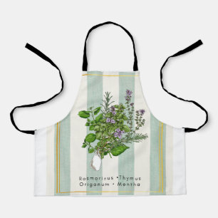 Botanical Herb Garden Medley - Sage Kitchen Art Apron