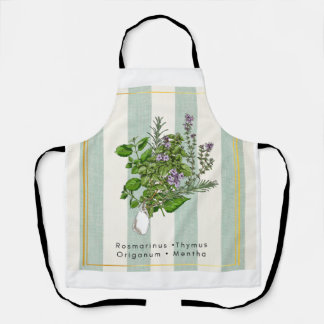 Botanical Herb Garden Medley - Sage Kitchen Art Apron
