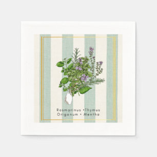 Botanical Herb Garden Medley - Sage Kitchen Art Napkin