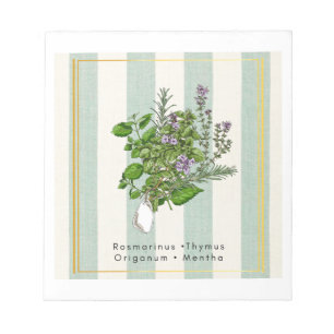 Botanical Herb Garden Medley - Sage Kitchen Art Notepad