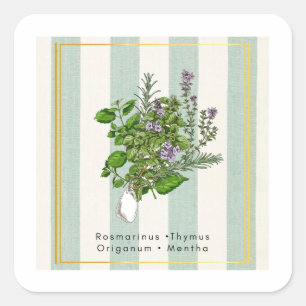 Botanical Herb Garden Medley - Sage Kitchen Art Square Sticker