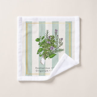 Botanical Herb Garden Medley - Sage Kitchen Art Wash Cloth