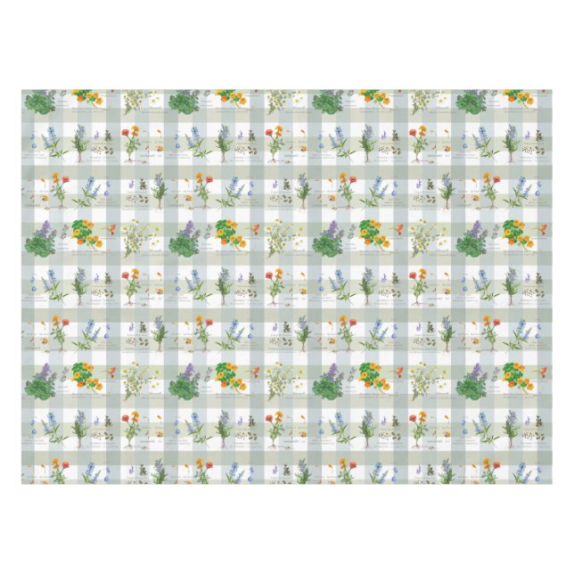 Botanical Herbal checkered Tablecloth (Front (Horizontal))