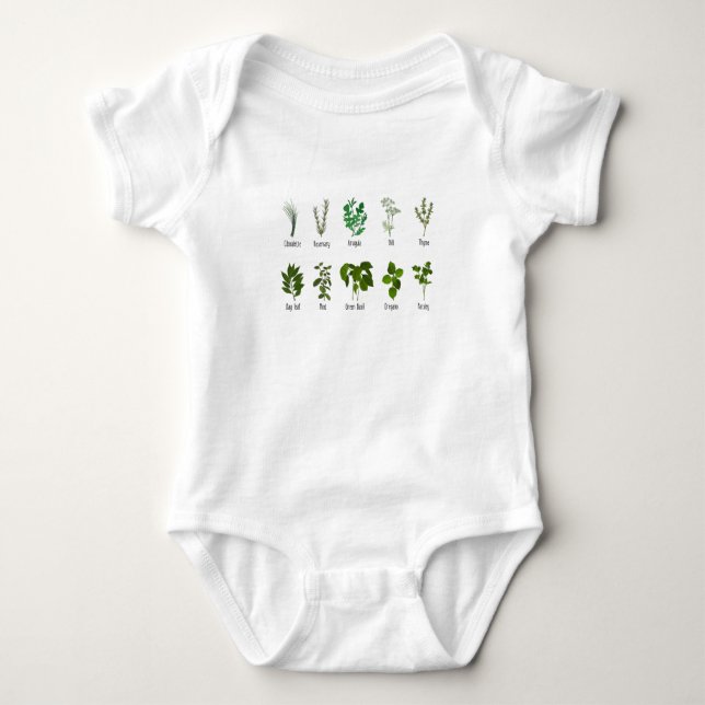 Botanical Herbs Herbalist Gift Garden Birthday Baby Bodysuit (Front)