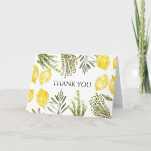 Botanical Herbs Lemons Watercolor Thank you Invitation