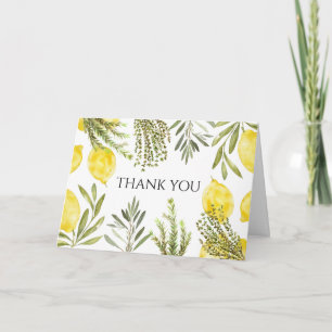 Botanical Herbs Lemons Watercolor Thank you Invitation