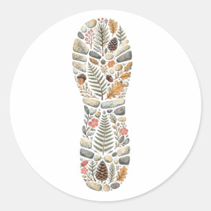Botanical Hiking Boot Trail Print Nature Sticker