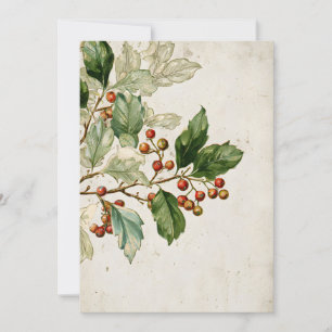 Botanical Holly Leaf Study Elegant Seasonal Stat Invitation