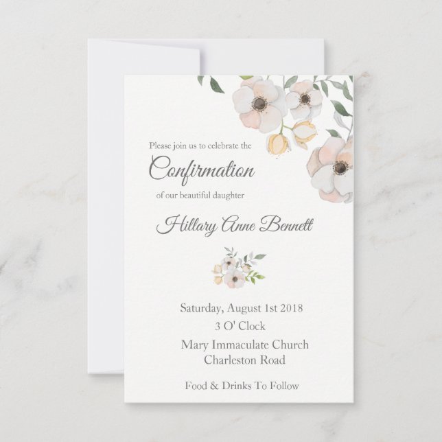 Botanical Holy Confirmation Invitation (Front)