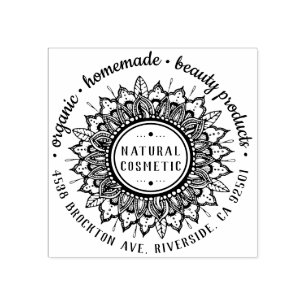 Botanical Homemade Beauty Business Floral Mandala Rubber Stamp